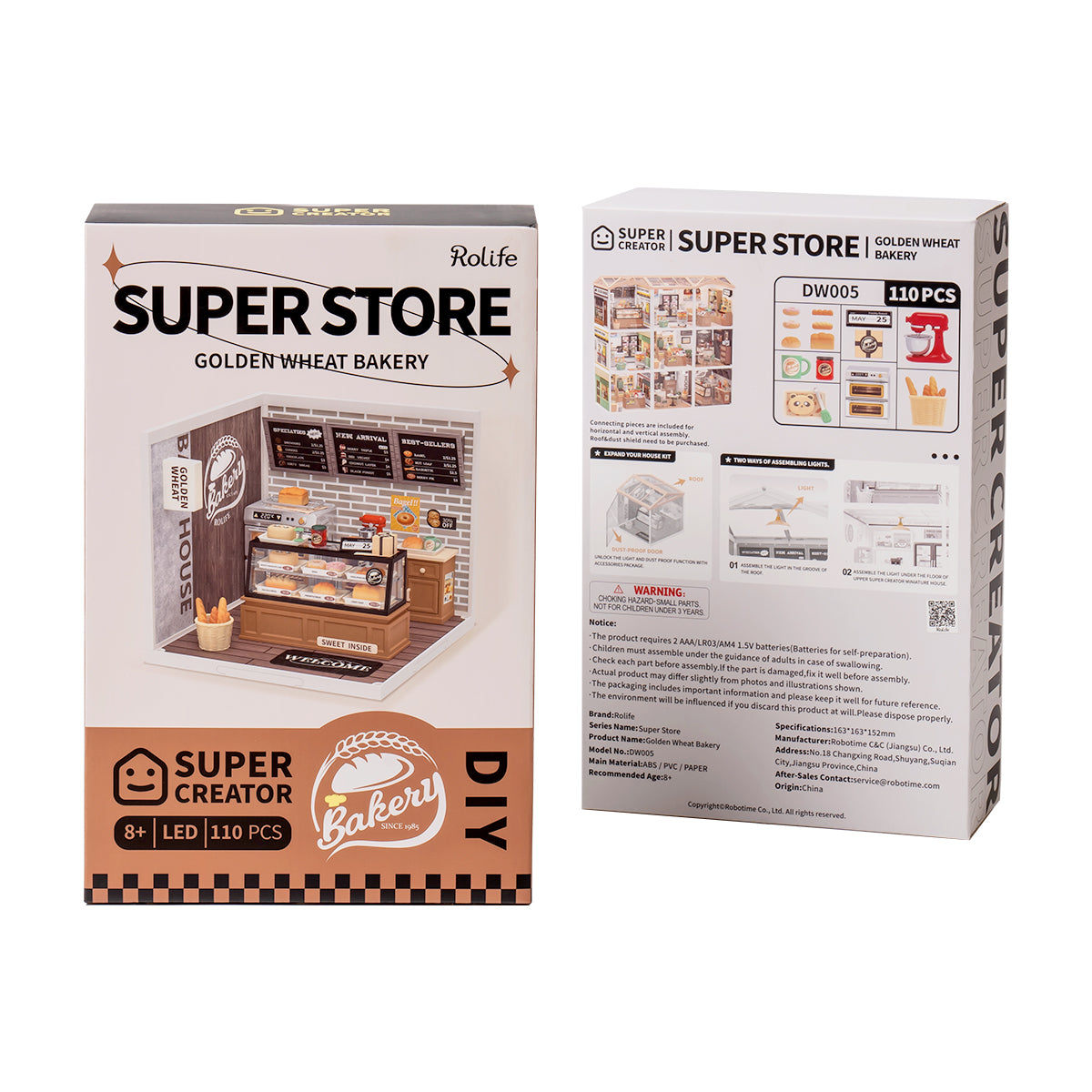 Rolife Super Creator Golden Wheat Bakery Plastic DIY Miniature House Kit ROEDW005