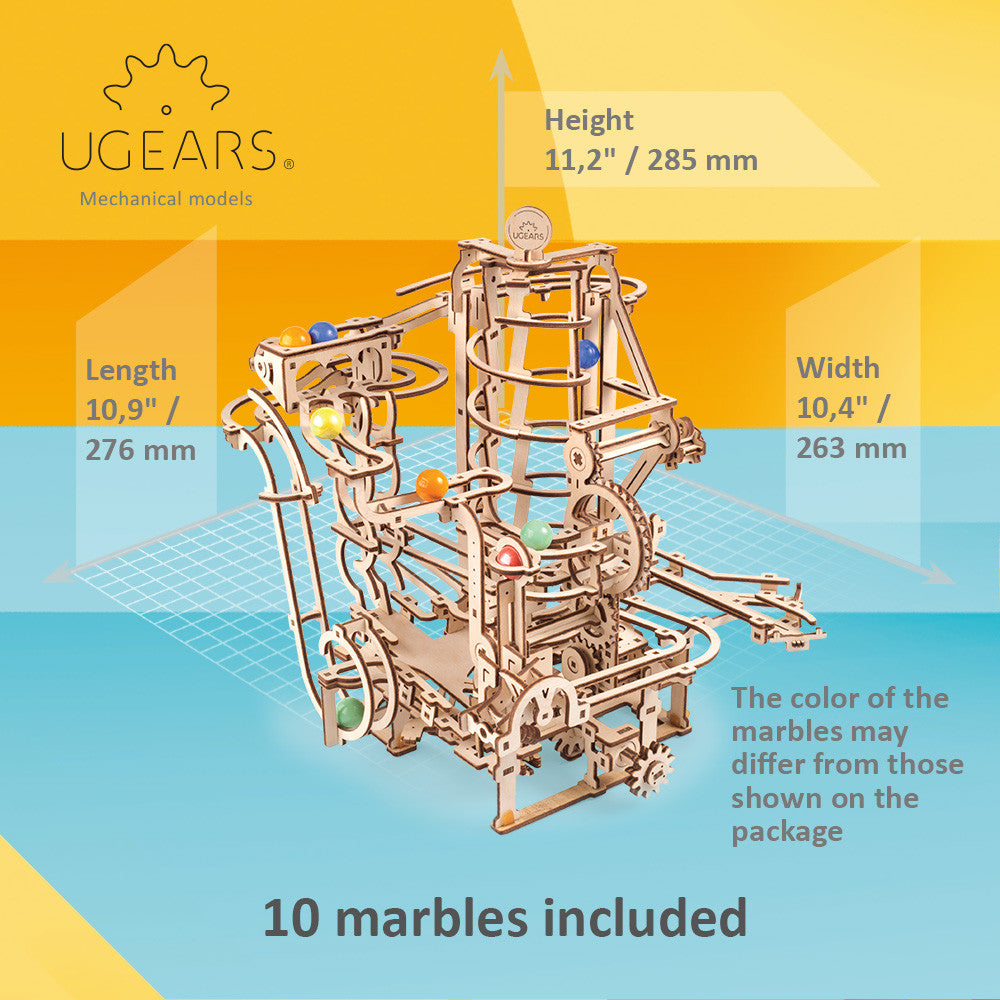 UGears Marble Run Spiral Hoist -  266 Pieces (Advanced) 70177