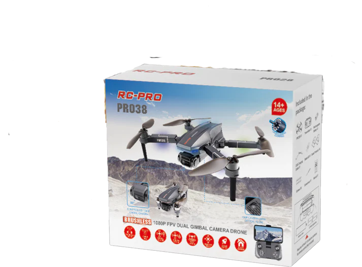 PRO38 – BRUSHLESS 1080P FPV DUAL GIMBALE CAMERA DRONE