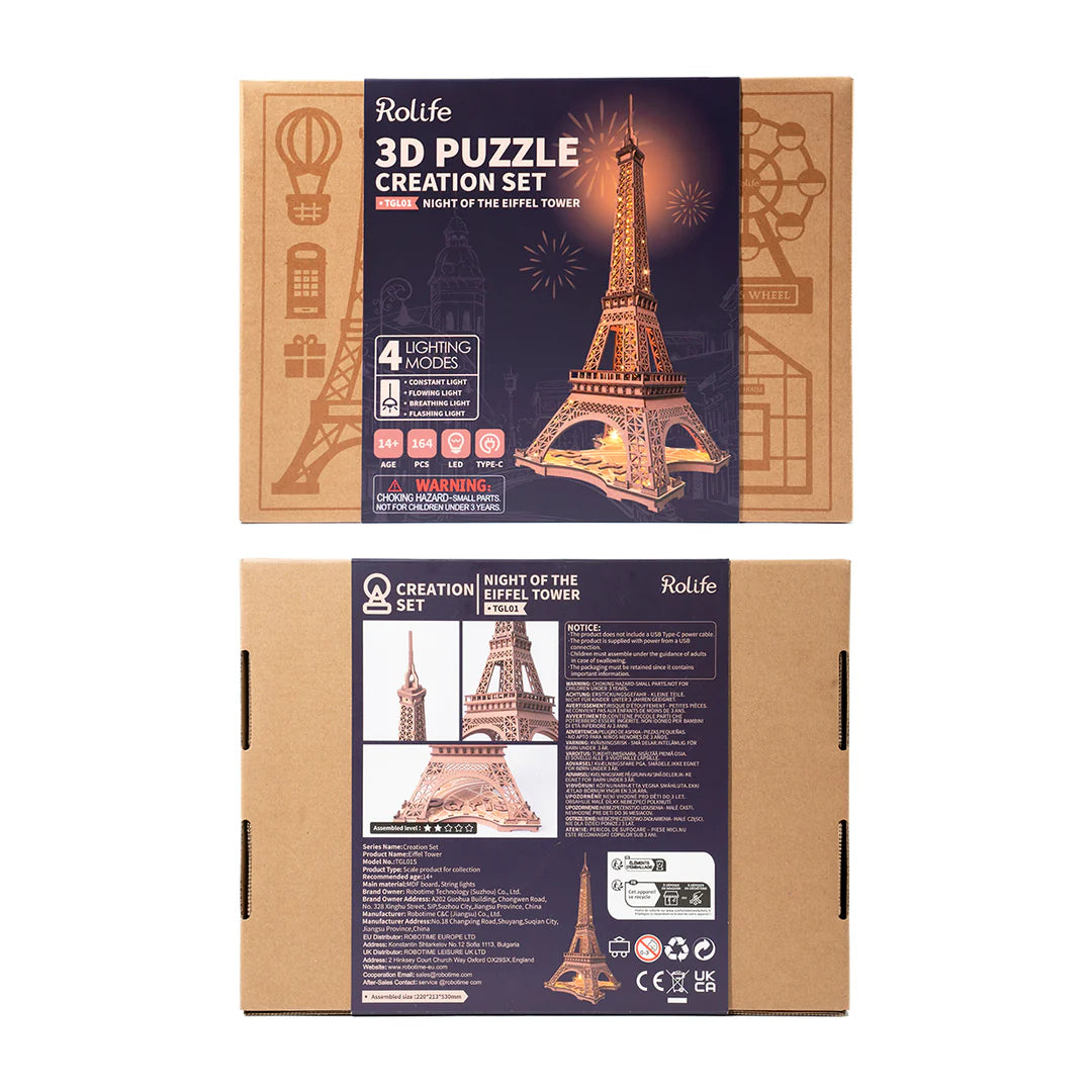 Rolife Night of the Eiffel Tower 3D Wooden Puzzle