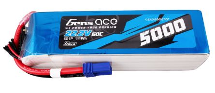 G-Tech 5000mAh 6S1P 22.2V 60C LiPo Battery Pack with EC5 Plug Soft Pack