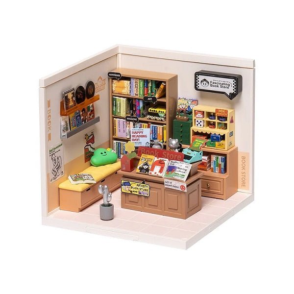 Rolife Super Creator Fascinating Book Store Plastic DIY Miniature House Kit ROEDW004