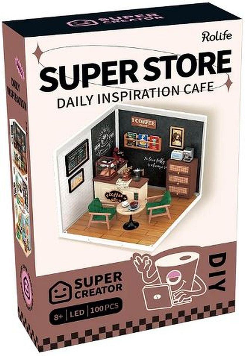 Rolife Super Creator Daily Inspiration Cafe Plastic DIY Miniature House Kit ROEDW001B