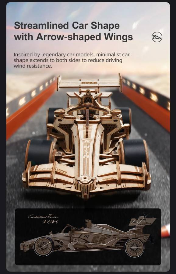 ROKR F1 Racing Car 3D Wooden Puzzle