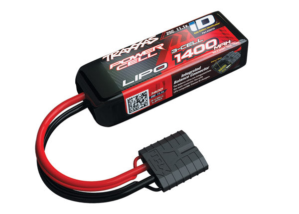 TRA2823X Traxxas 1400mAh 3S 11.1V 25C LiPo iD Connector Soft Case 88x20x35mm