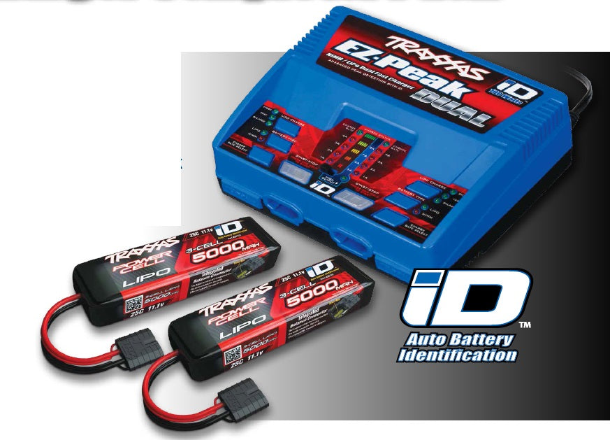 TRA2990 Traxxas EZ-Peak Dual Multi-Chemistry Battery Charger (TRA2972) with 2x 5000mAh 11.1v 3Cell 25C Lipo Batteries (TRA2872X)