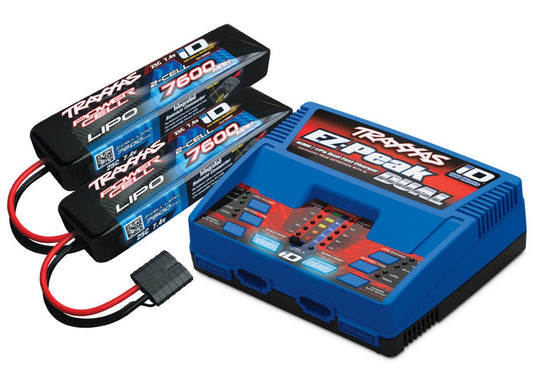 TRA2991 Traxxas EZ-Peak Dual Multi-Chemistry Battery Charger (TRA2972) with 2x 7600mAh 7.4V 2Cell 25C Lipo Batteries (TRA2869X)