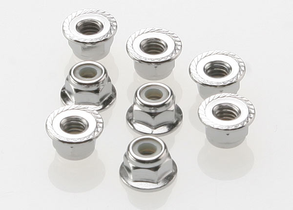 TRA3647 Traxxas 4mm Steel Flanged Serrated Nylon Locknut (8)