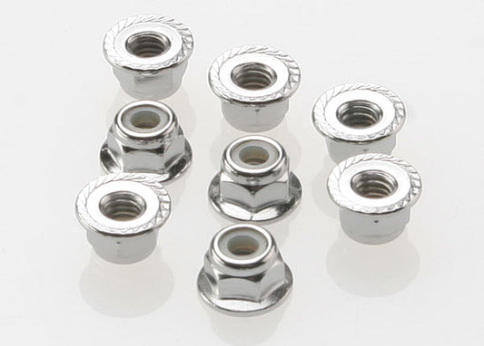 TRA3647 Traxxas 4mm Steel Flanged Serrated Nylon Locknut (8)