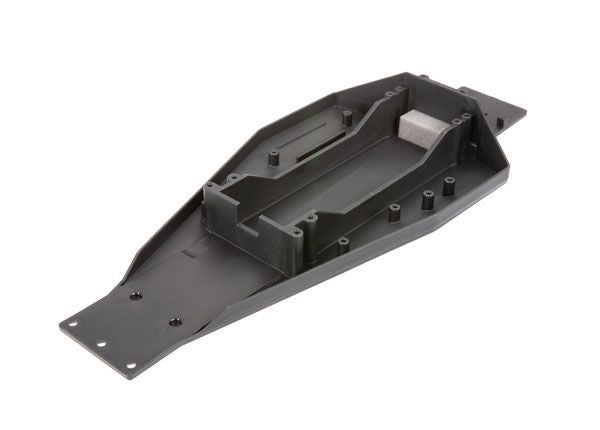 TRA3728 Traxxas Lower chassis (black) (166mm long battery compartment) (fits both flat and hump style battery packs). Use only with #3725R ESC mounting plate. Replaces TRA3722, A, R, X