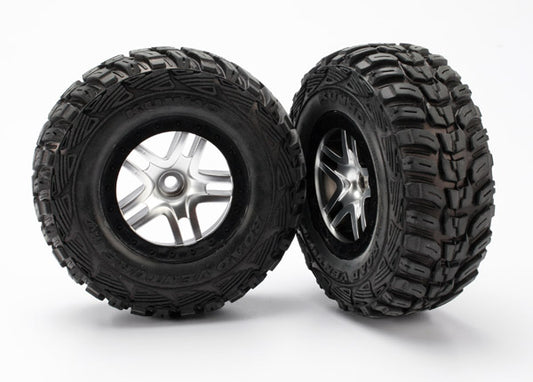 TRA5882R Traxxas Tires &amp; Wheels, Assembled, Glued (S1 Ultra-Soft Off-Road Racing Compound) (Sct Split-Spoke Satin Chrome, Black Beadlock Style Wheels, Kumho Tires, Foam Inserts) (2) (2wd Front)