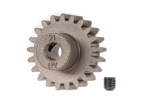 TRA6493X Traxxas Gear, 21-T Pinion (1.0 Metric Pitch) (Fits 5mm Shaft)/ Set Screw (For Use Only With Steel Spur Gears)