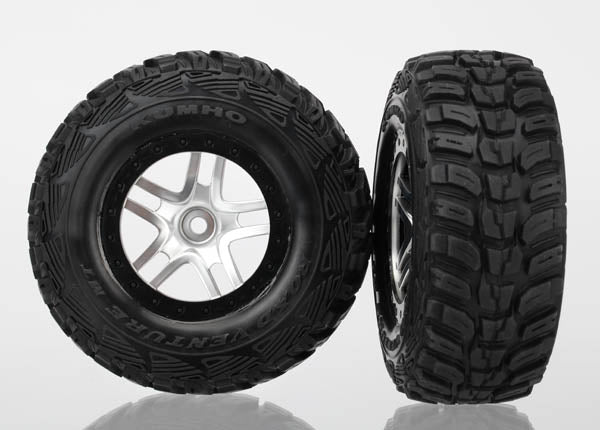 TRA6874R Traxxas Tires &amp; Wheels, Assembled, Glued (S1 Ultra-Soft Off-Road Racing Compound) (Sct Split-Spoke Satin Chrome, Black Beadlock Style Wheels, Kumho Tires, Foam Inserts) (2) (4wd Front/Rear, 2wd Rear Only)