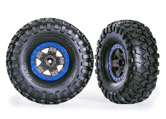 Traxxas Tires & Wheels (TRX-4 Sport 2.2" Gray, Blue Beadlock)(2) TRA8181-BLUE